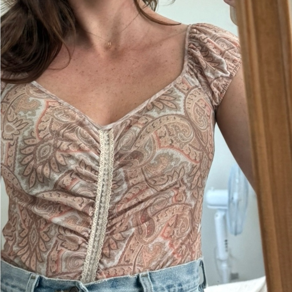 Paisley Print Cap Sleeve Top